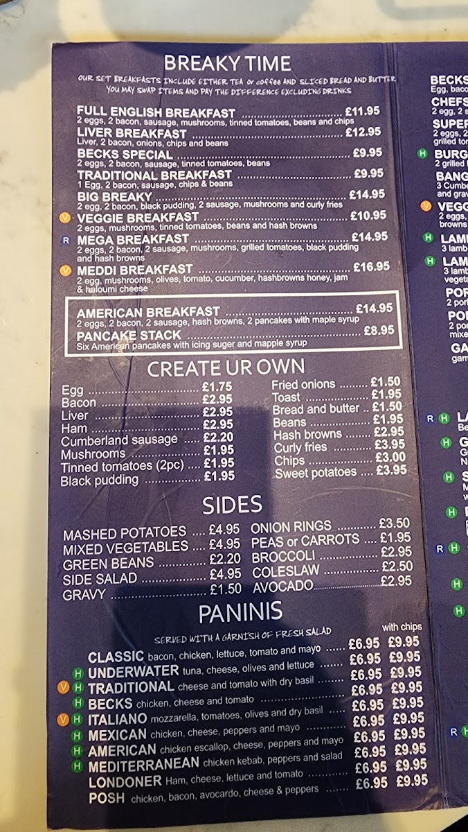 Becks Cafe Menu - Image 1